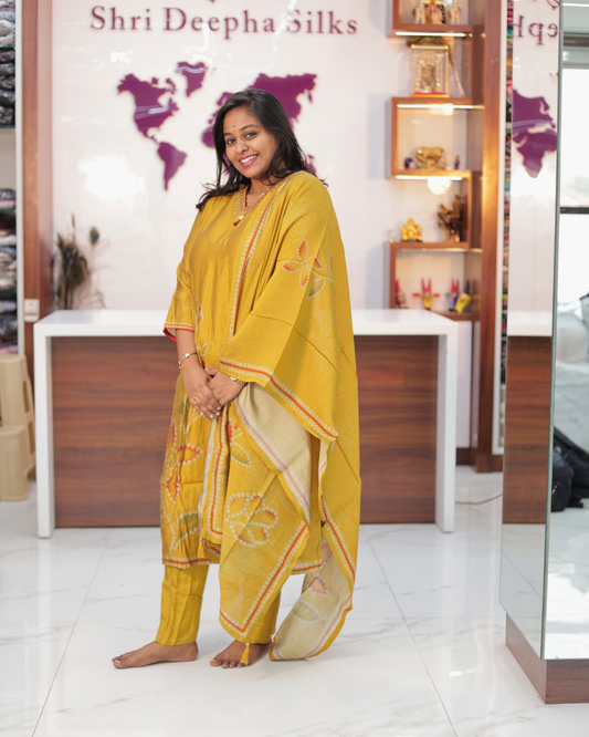 Pure Muslin Elegant Embroidery 3 Pcs Salwar Set - IBSS04