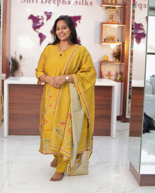 Pure Muslin Elegant Embroidery 3 Pcs Salwar Set - IBSS04