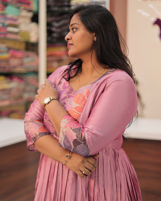 Bridgerton Pastel Dusty Rose Silk Maxi - ALMX11