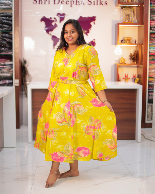 Fluorescent Yellow Vatican Silk Midi - EIMD02