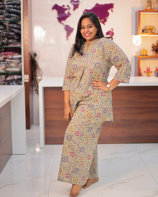 Pure Cotton Pastel Grey Short Co Ord Set - EICS01