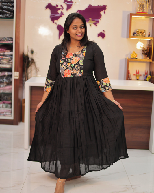 Bridgerton Pastel Black Silk Maxi - ALMX12