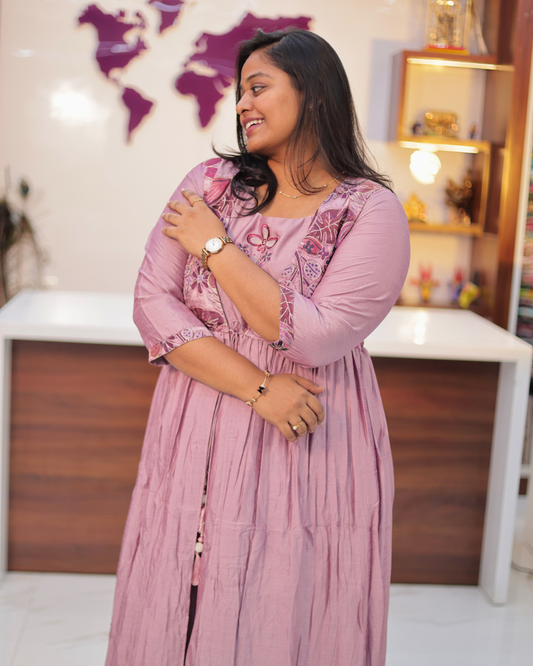 Bridgerton Pastel Purple Silk Overcoat Maxi - ALMX05