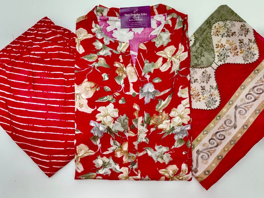 Office Wear Spun Cotton 3 Pcs Salwar Set