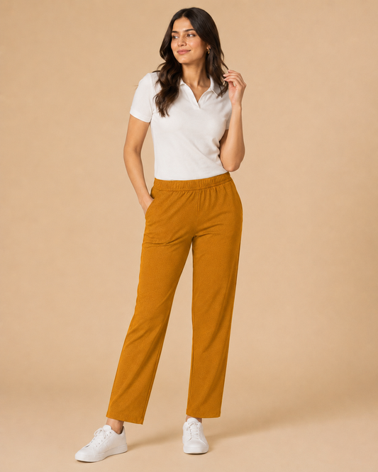 Stretchable Straight Pant With Pocket