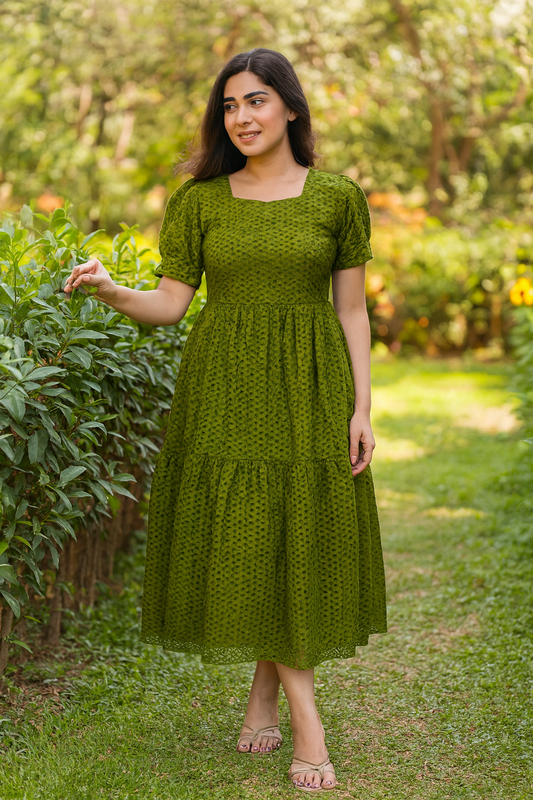 Hakoba Puff Midi Olive Green - HPM17