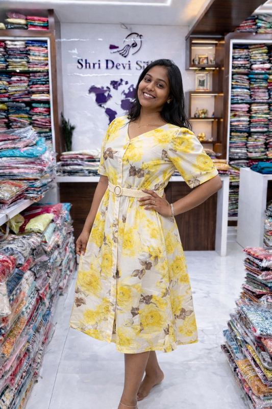 Cream and Yellow Western Midi - WNMD41