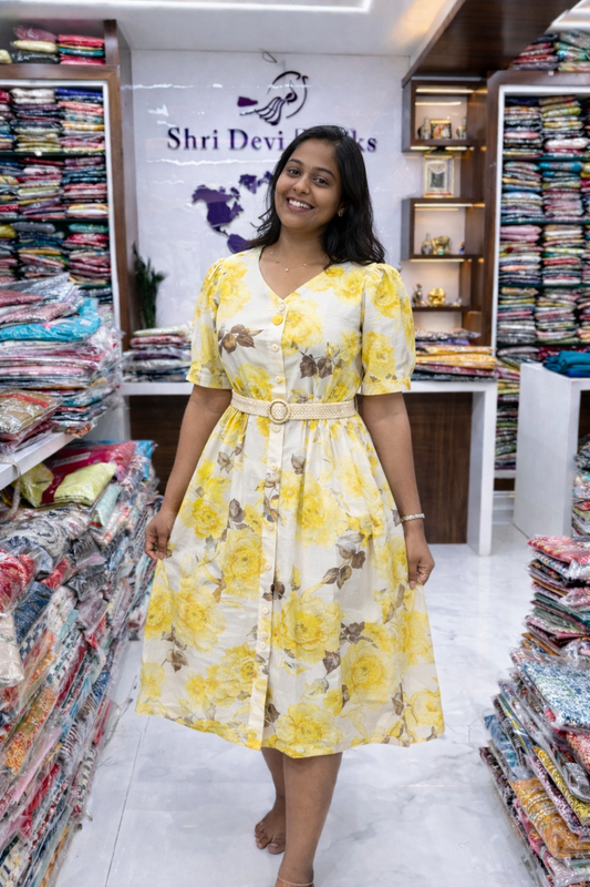 Cream and Yellow Western Midi - WNMD41