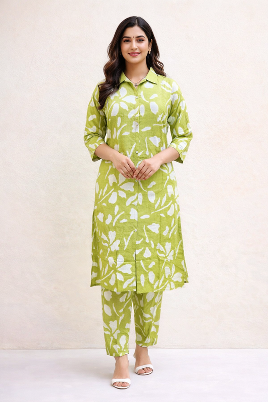 Aline Collar Neck Vatican Silk Co Ord Set - ACCS22