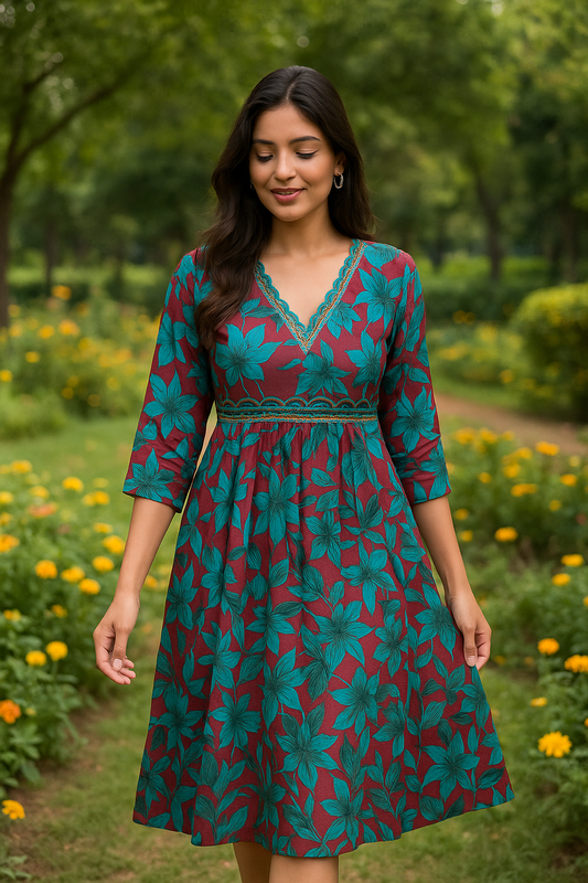 Premium Shimmer Silk Aline Kurti - AK07