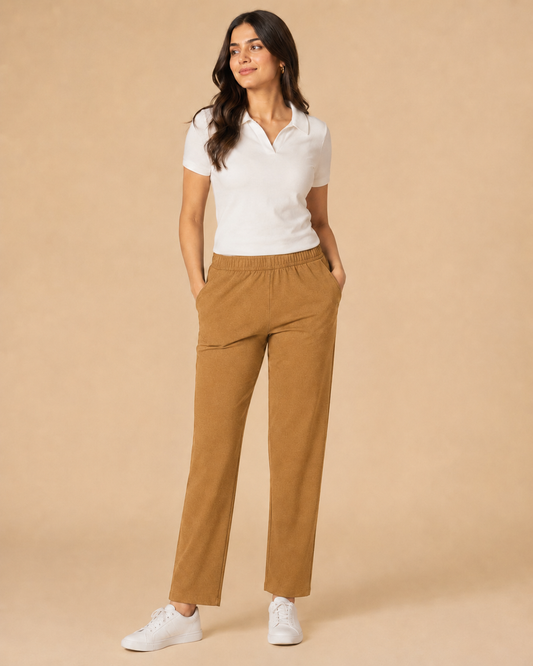 Stretchable Straight Pant With Pocket