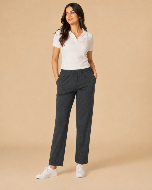 Stretchable Straight Pant With Pocket