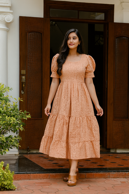 Hakoba Puff Midi Pastel Peach - HPM07