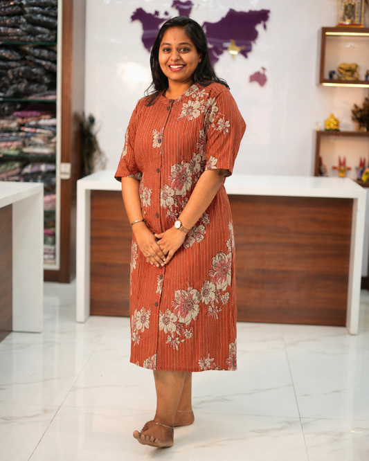 Pure Jaipur Cotton Kantha Work Aline Kurti - PGAK03