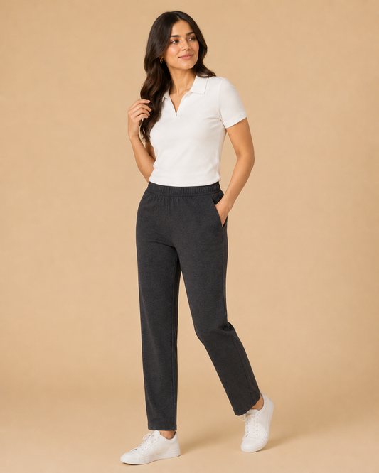 Stretchable Straight Pant With Pocket