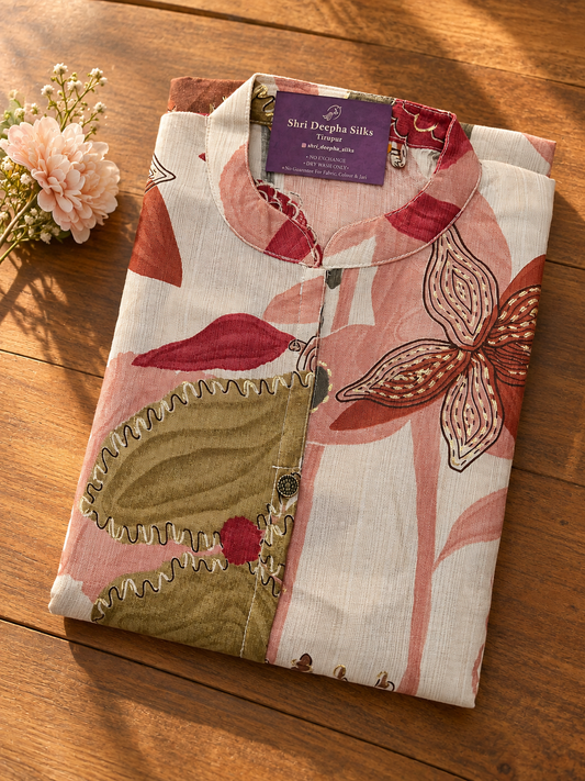 Vatican Silk Collar Neck Aline Kurti - JVAK04