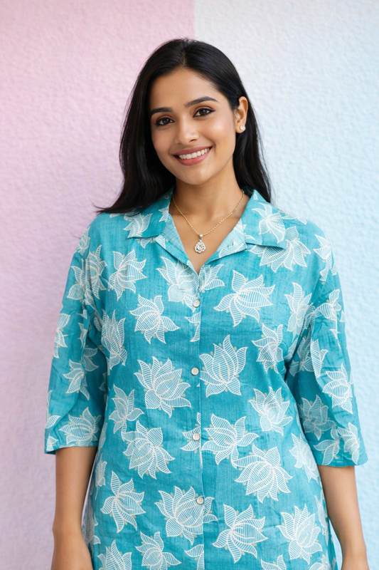 Aline Collar Neck Vatican Silk Co Ord Set - ACCS10