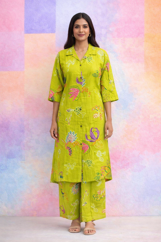 Aline Collar Neck Vatican Silk Co Ord Set - ACCS20