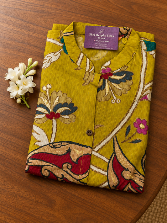 Vatican Silk Collar Neck Aline Kurti - JVAK05