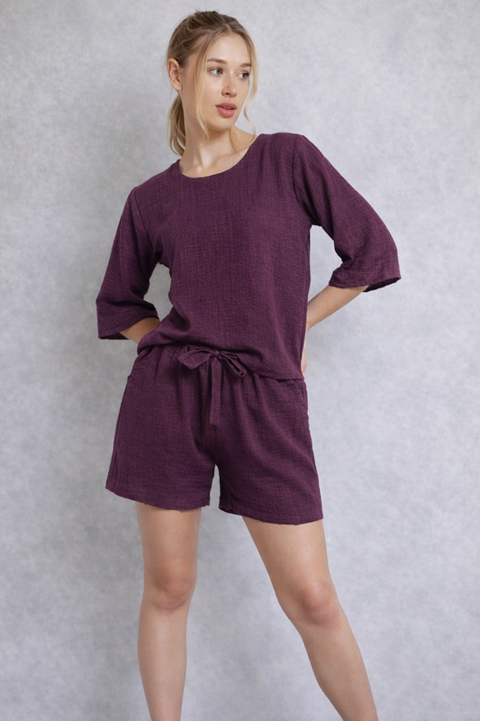 Trendy Vacation Peach Short Co Ord Set- TVSC39
