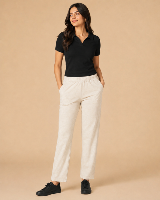 Stretchable Straight Pant With Pocket