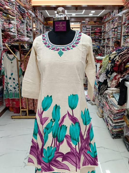 Cream Khadi Cotton Short Co Ord Set - JVSC03