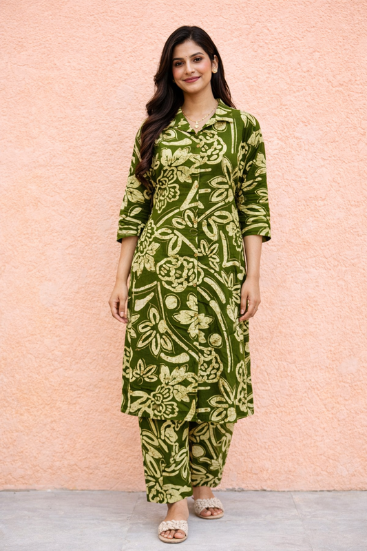 Aline Collar Neck Vatican Silk Co Ord Set - ACCS12