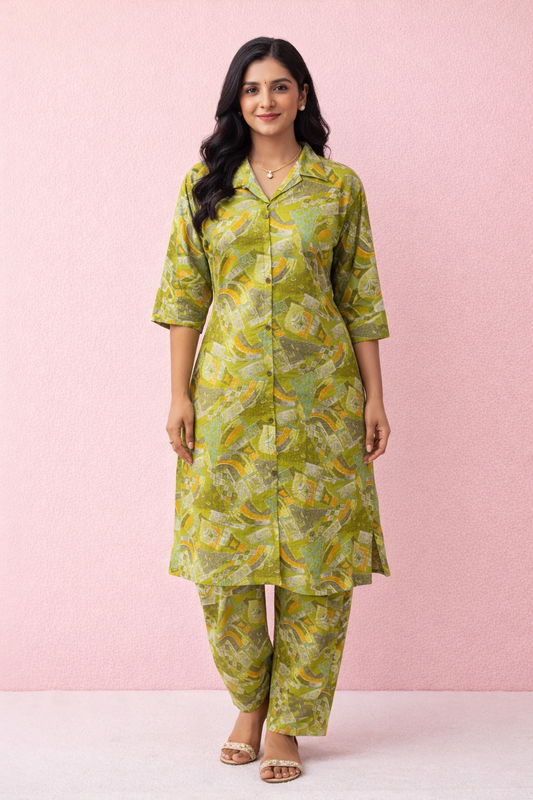 Aline Collar Neck Vatican Silk Co Ord Set - ACCS14