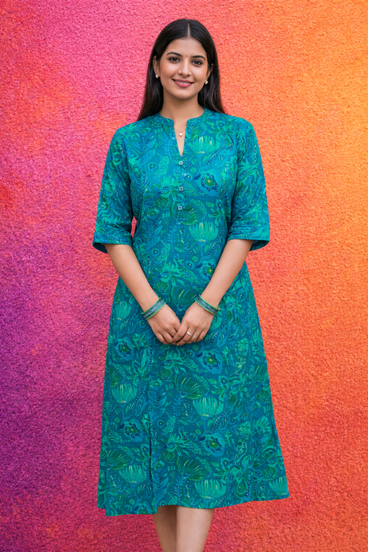 Crushy Silk Aline Kurti - AVKT08