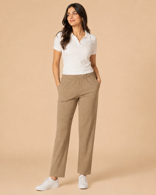 Stretchable Straight Pant With Pocket