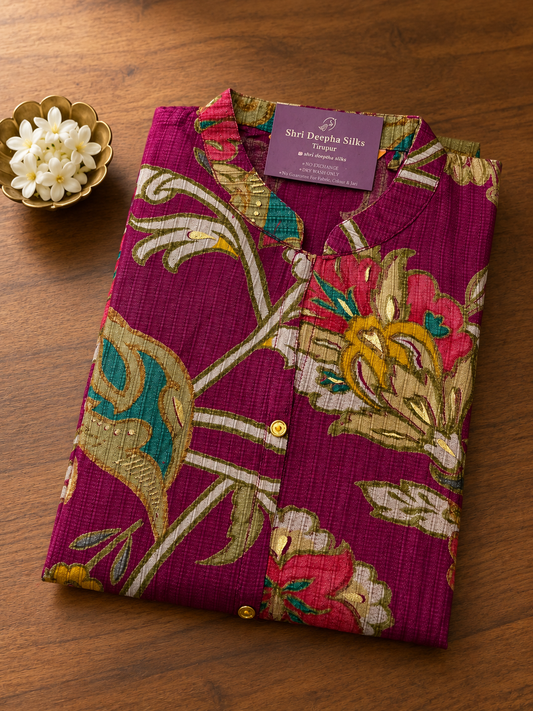 Vatican Silk Collar Neck Aline Kurti - JVAK01