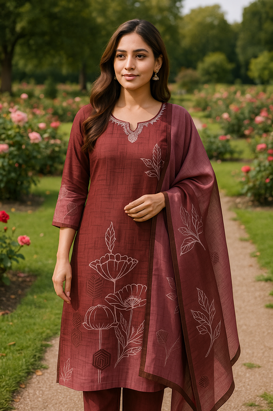 Premium Party Wear Pure Silk Embroidery 3 Pcs Salwar Set