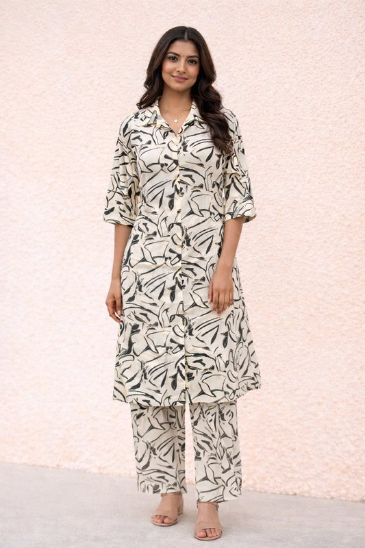 Aline Collar Neck Vatican Silk Co Ord Set - ACCS16