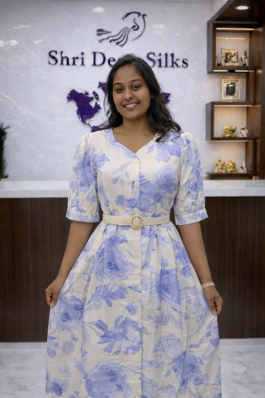 Cream and Lavander Western Midi - WNMD43