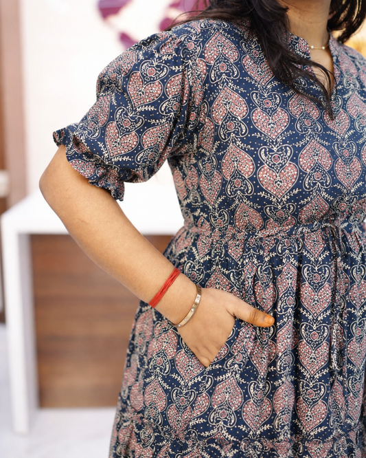 Budget Friendly Plus Size Spun Cotton Adjustable Waist Tie 3 Layered Midi - PSMD06