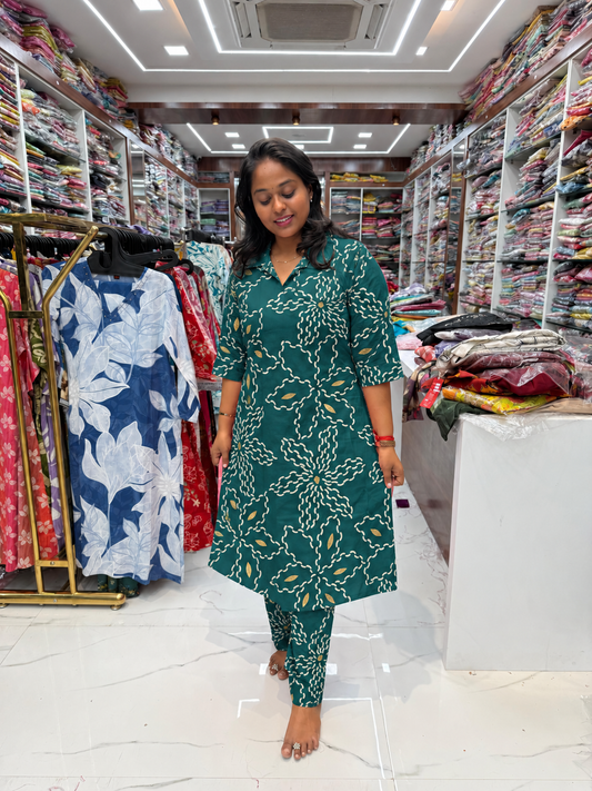 Aline Collar Neck Spun Cotton Co Ord Set - JVCS21