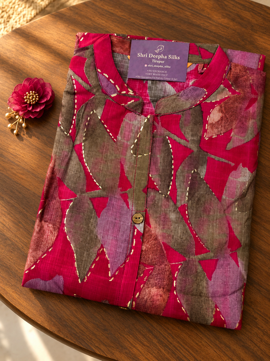 Vatican Silk Collar Neck Aline Kurti - JVAK06