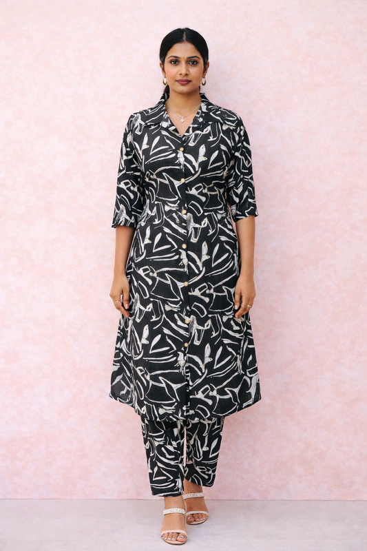 Aline Collar Neck Vatican Silk Co Ord Set - ACCS15