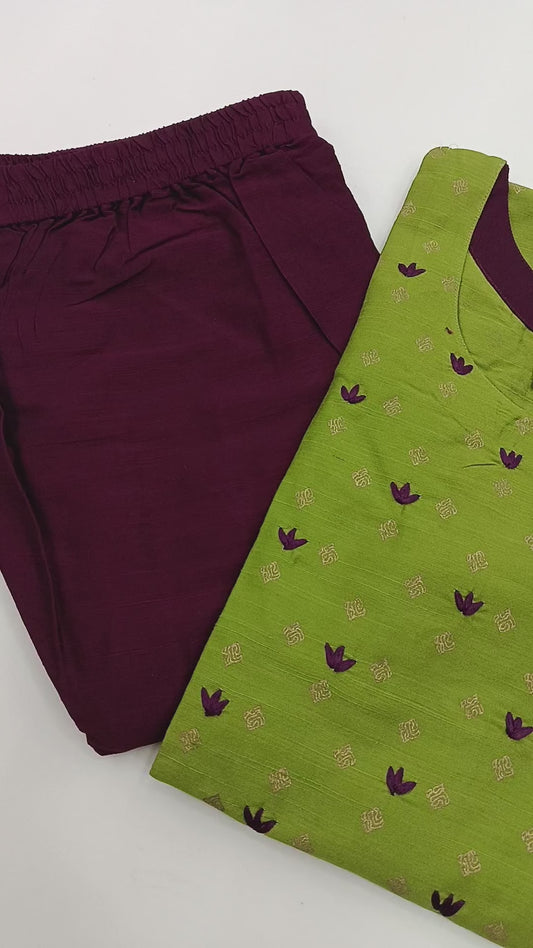 3 Pcs Raw Silk Salwar Set